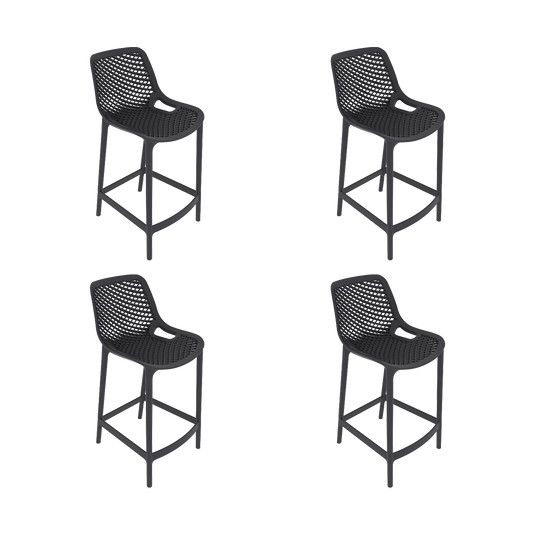 Set de 4 Sillas para Bar Miame, Color Negro, con Reposa Pies Doble Proposito