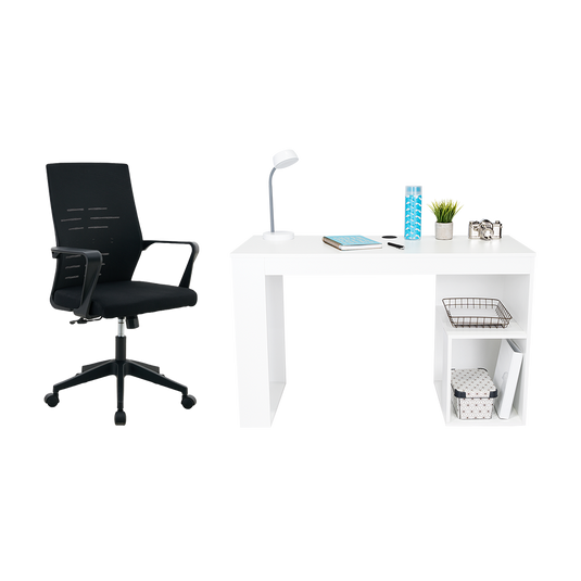 Combo para Oficina Max, Incluye Escritorio y Silla de Escritorio blanco, vista frontal