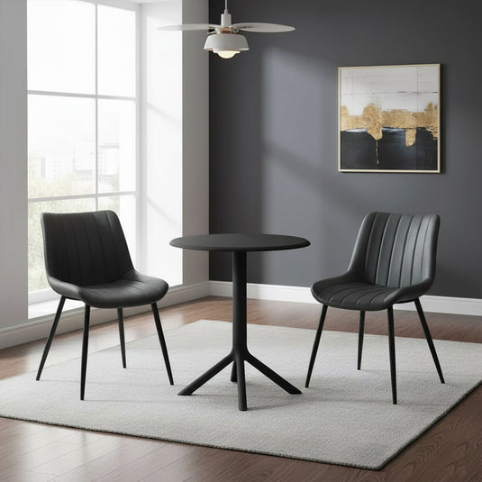 Set de 2 Sillas Nova, Color Negro, con Espaldar y Diseño Moderno