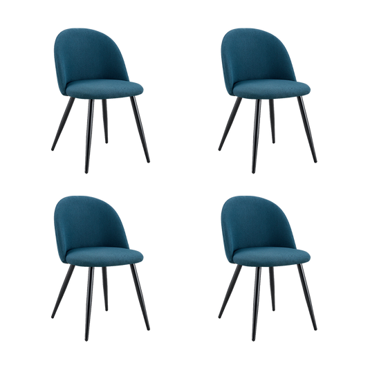 Set de 4 Sillas Core, Color Azul, con Espaldar y Diseño Moderno