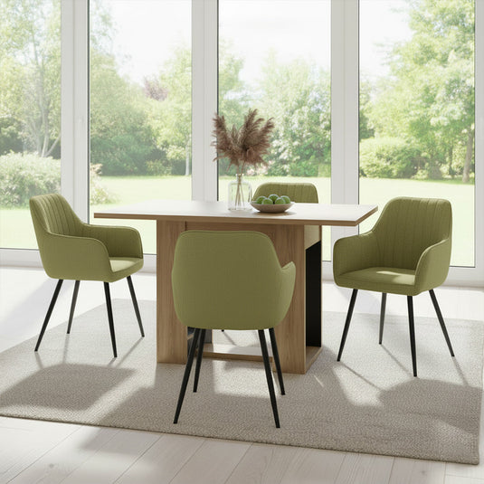 Set de 4 Sillas Neo, Color Verde, con Espaldar y Diseño Moderno