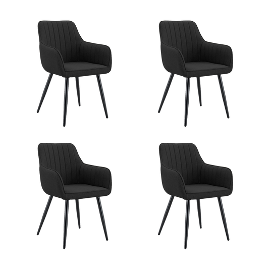 Set de 4 Sillas Neo, Color Negro, con Espaldar y Diseño Moderno