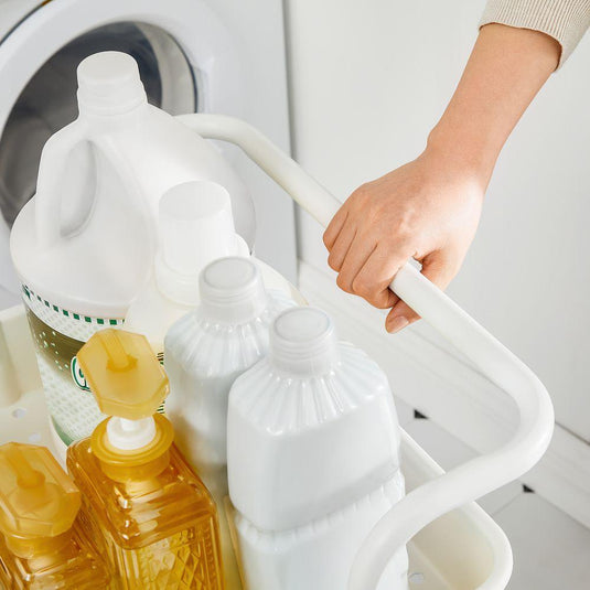 Mueble Auxiliar Multiusos Rolling, Blanco, con Tres Niveles y Rodachines para su Fácil Desplazamiento