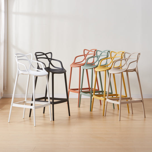 Silla para Bar Palermo, Blanco, con Reposa Pies Doble Propósito