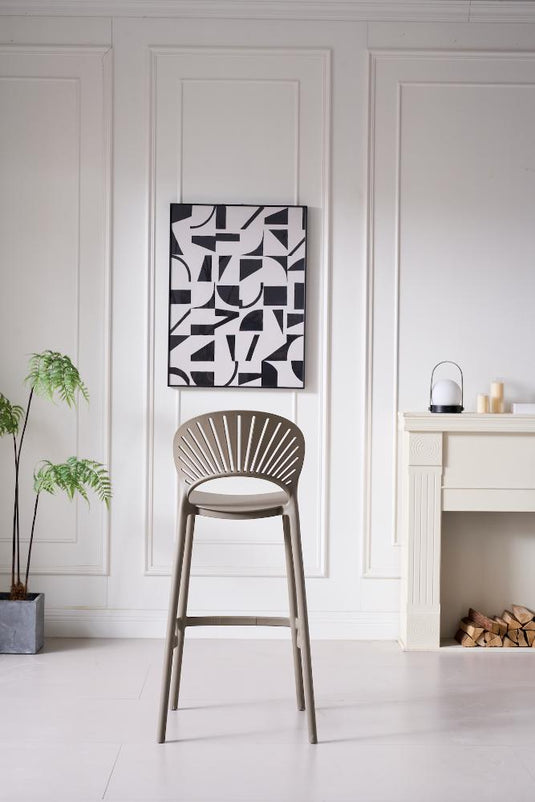 Silla para Bar Paraiso, Color Taupe, Diseño moderno X2