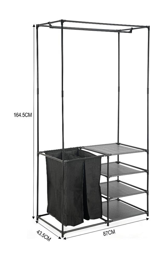 Closet Organizador Lupont, Negro, De tres niveles y dos canastas para ropa