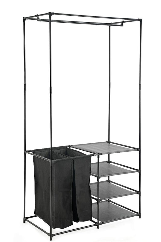Closet Organizador Lupont, Negro, De tres niveles y dos canastas para ropa