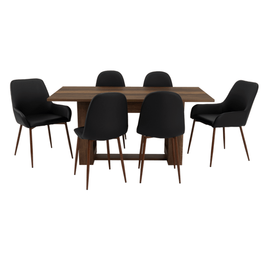 Combo Comedor Sonora, Cobre, Wengue y Café Claro, Incluye Comedor y 6 Sillas - VIRTUAL MUEBLES