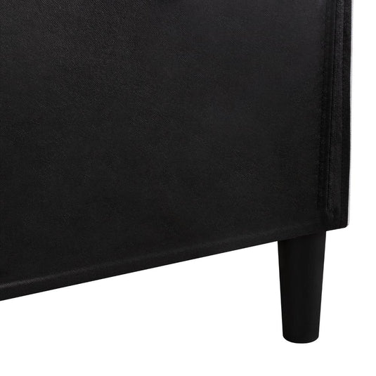 Cama Doble Lisa, Gris Claro, Madera Roble Tapizada