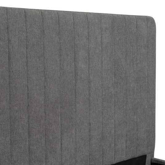 Cama Doble Tania, Gris Oscuro, Madera Roble Tapizada