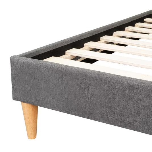 Cama Doble Tania, Gris Oscuro, Madera Roble Tapizada