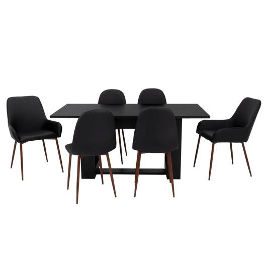 Combo Comedor Satura, Wengue y Café Claro, Incluye Comedor y 6 Sillas - VIRTUAL MUEBLES