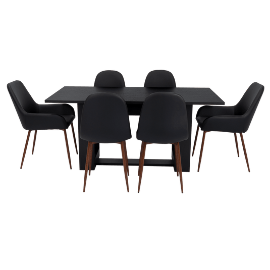 Combo Comedor Satura, Wengue y Café Claro, Incluye Comedor y 6 Sillas - VIRTUAL MUEBLES