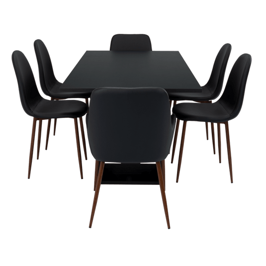 Combo Comedor Satura, Wengue y Café Claro, Incluye Comedor y 6 Sillas - VIRTUAL MUEBLES