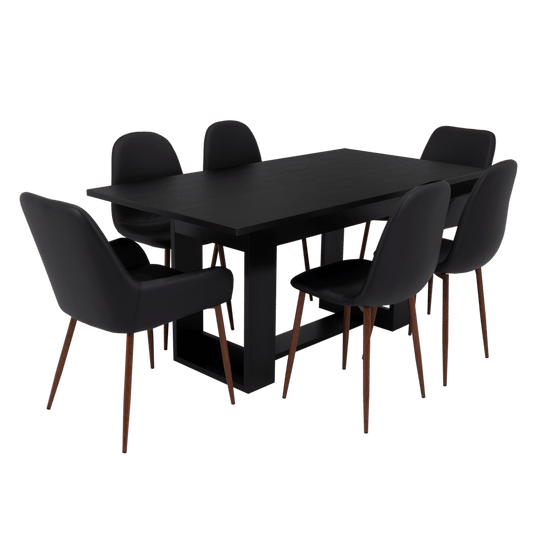 Combo Comedor Satura, Wengue y Café Claro, Incluye Comedor y 6 Sillas - VIRTUAL MUEBLES
