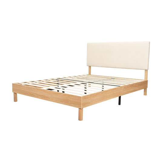 Cama Doble Sonia, Beige, con Respaldo Tapizado