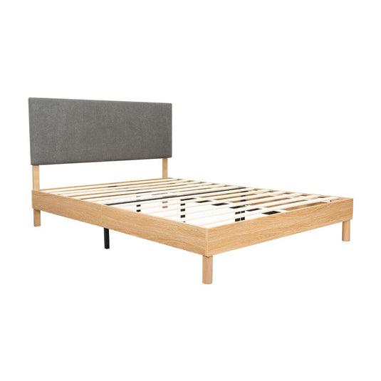 Cama Doble Sonia, Gris Oscuro, con Respaldo Tapizado