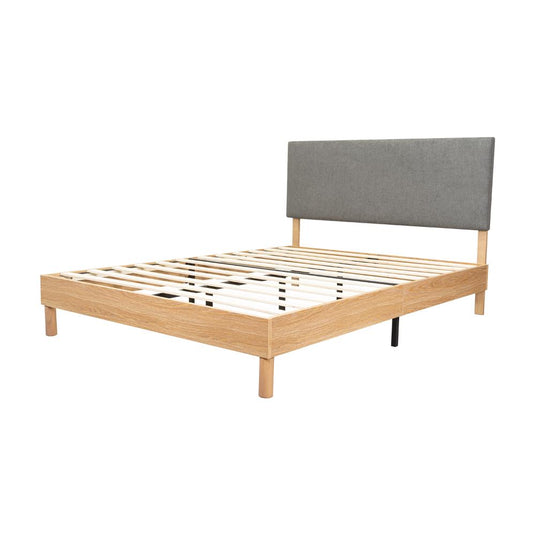 Cama Doble Sonia, Gris Oscuro, con Respaldo Tapizado