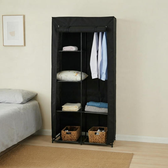 Closet Organizador Ena, Negro, En tela con variedad de entrepaños