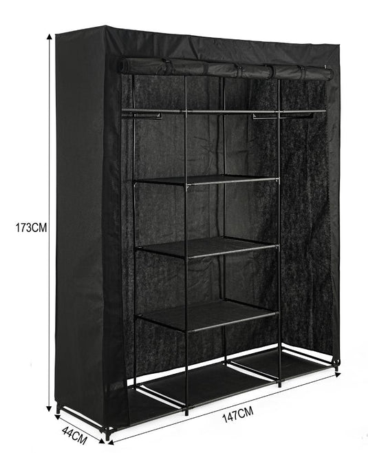 Closet Organizador Erba, Negro, En tela con variedad de entrepaños centrales