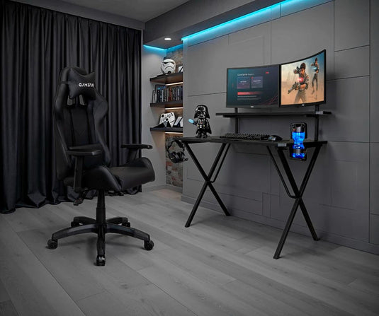 Silla Gamer X-71, Negro, con Cómodo Espaldar y Rodachines