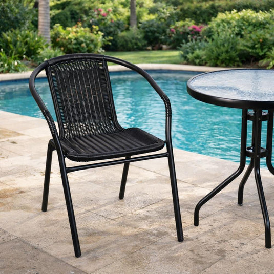 Juego de Terraza Rattan Bari, Color Negro