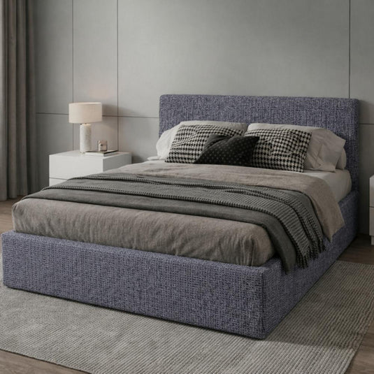 Cama Mecy Lift 120, Gris Oscuro, con Almacenamiento Hidráulico Tapizada