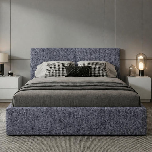 Cama Mecy Lift 120, Gris Oscuro, con Almacenamiento Hidráulico Tapizada