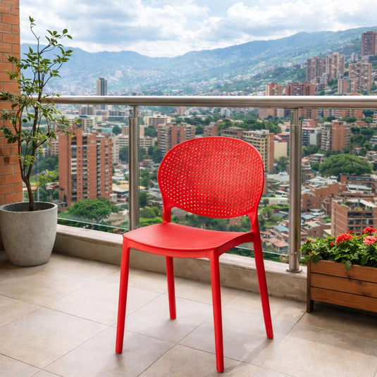 Silla Florida, Color Rojo, con Espaldar y Diseño Moderno