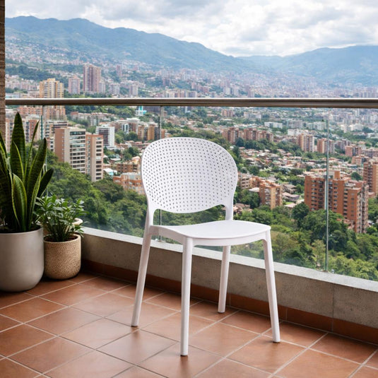 Silla Florida, Color Blanco, con Espaldar y Diseño Moderno X2