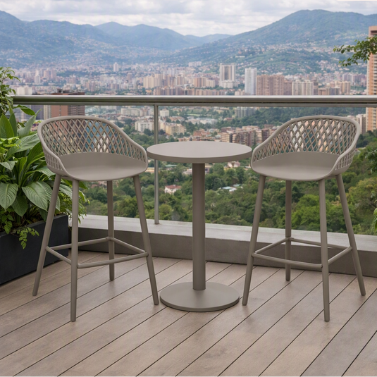 Silla para Bar India, Color Taupe, con Estructura Metálica