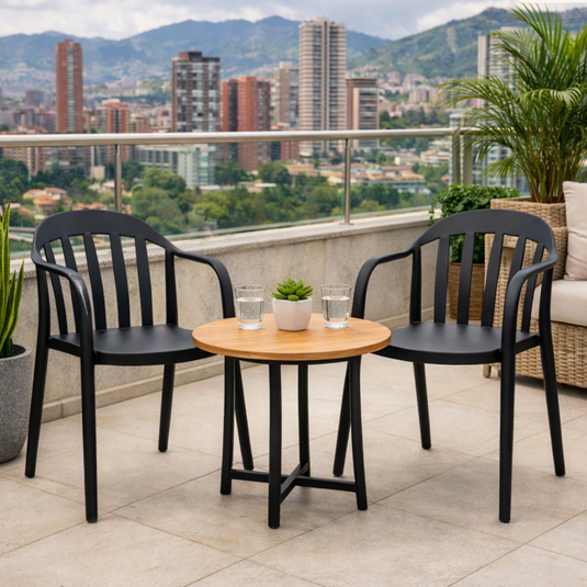Silla con Brazos Delhi, Negro, con Espaldar y Diseño Minimalista
