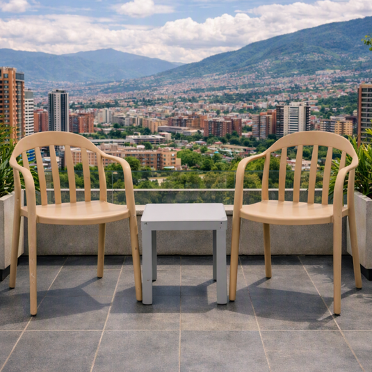 Silla con Brazos Delhi, Khaki, con Espaldar y Diseño Minimalista