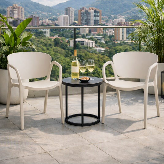 Set de 2 Sillas con Brazos California, Taupe Claro, con Espaldar y Diseño Minimalista
