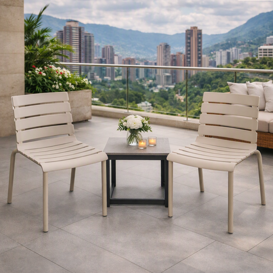 Set de 2 Sillas Montana, Taupe Claro, con Espaldar en Líneas Diseño Moderno