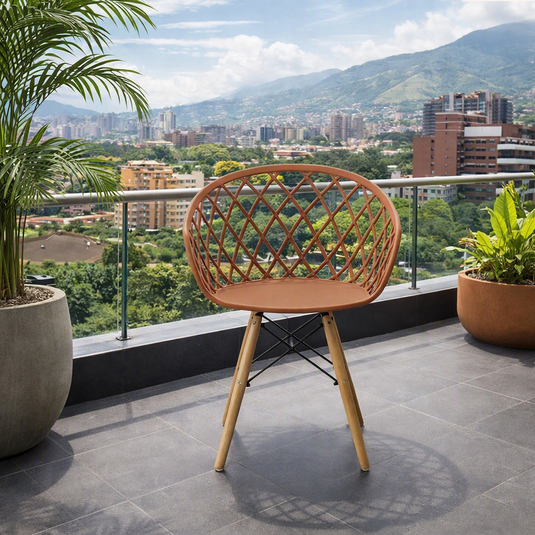 Set de 4 Sillas Oasis con Brazos, Color Terracota, con Espaldar
