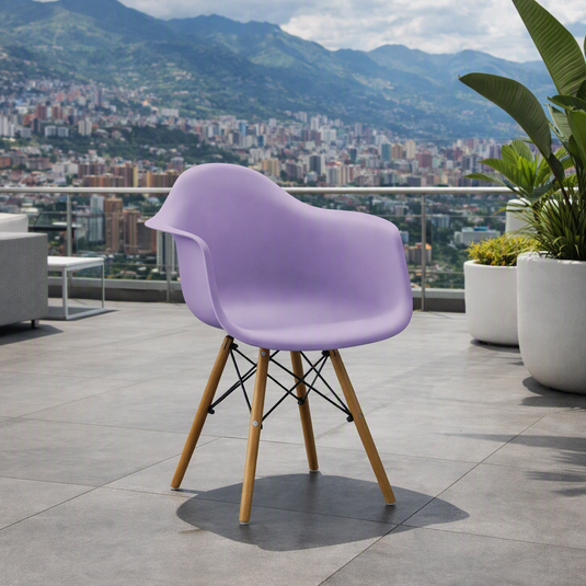 Set de 2 Sillas Eymos , Color Lila, con Espaldar y Patas en Madera