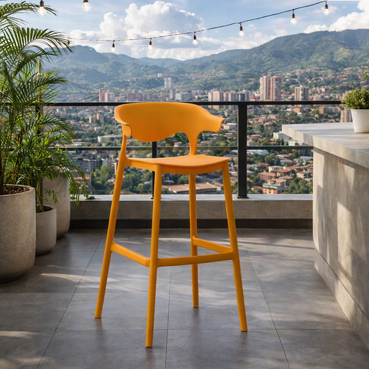 Set de 2 Sillas para Bar Elena, Color Naranja, Diseño Moderno