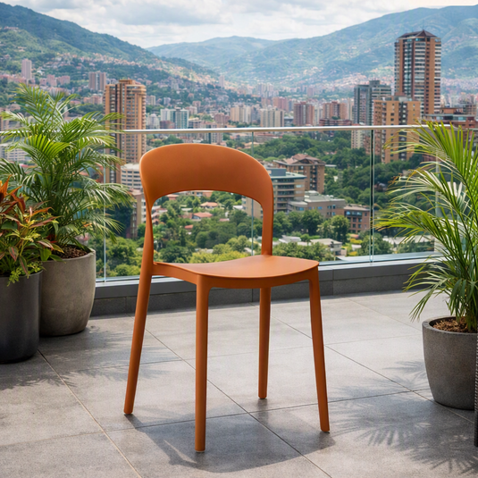 Set de 4 Sillas Patrick, Color Terracota, con Espaldar y Diseño Moderno