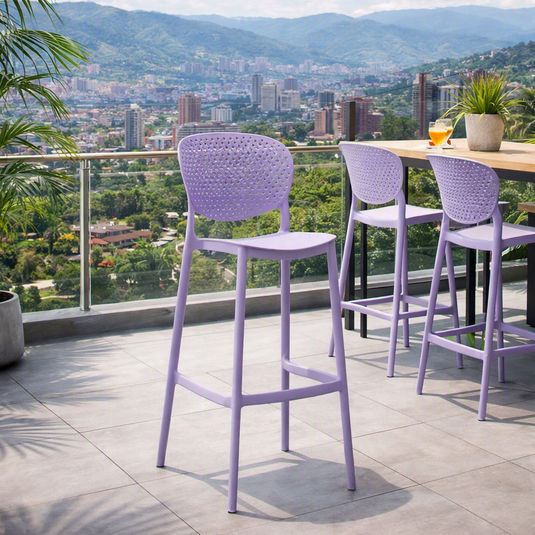 Set de 4 Sillas para Bar Río, Color Lila, Diseño Moderno