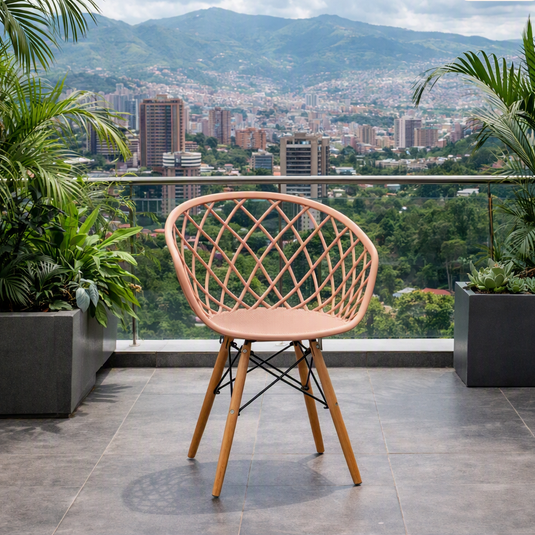 Set de 2 Sillas Oasis con Brazos, Color Mandarina, con Espaldar