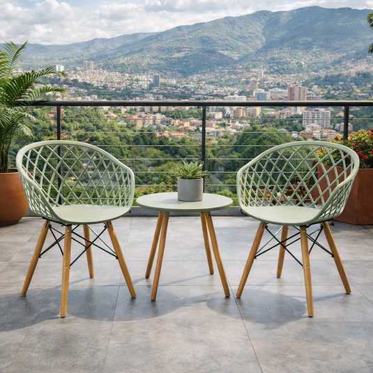 Set de 2 Sillas Oasis con Brazos, Color Verde, con Espaldar