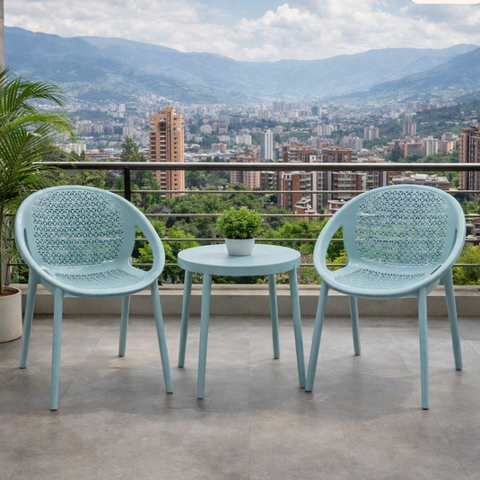Set de 2 Sillas Selva con Brazos, Color Azul Claro, con Espaldar