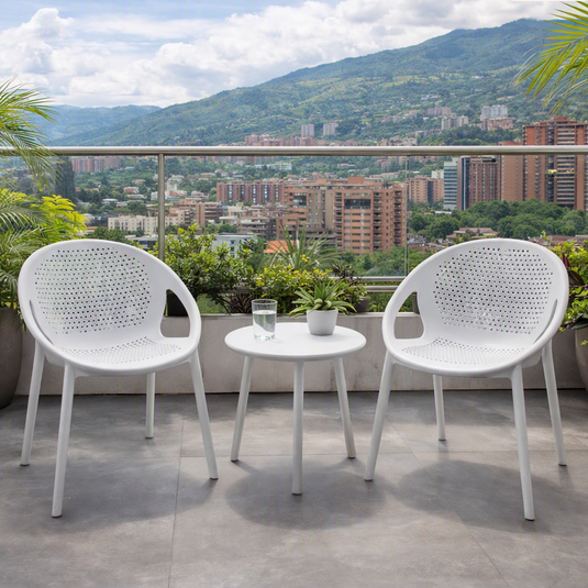 Set de 4 Sillas Selva con Brazos, Color Blanco, con Espaldar