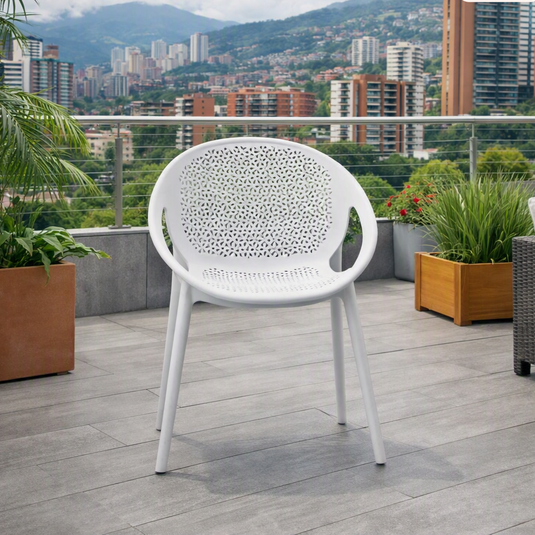 Set de 2 Sillas Selva con Brazos, Color Blanco, con Espaldar