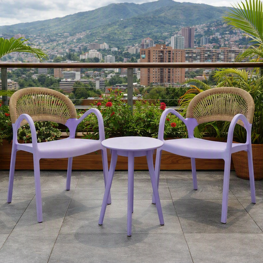 Set de 2 Sillas Daytona, Lila, con Espaldar, Reposa Brazos y Diseño Minimalista