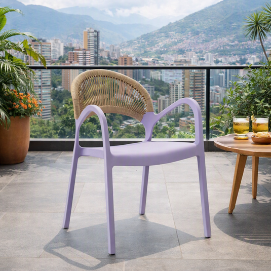 Set de 4 Sillas Daytona, Lila, con Espaldar, Reposa Brazos y Diseño Minimalista
