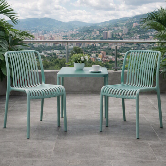 Set de 4 Sillas Terra, Color Azul Claro, con Espaldar