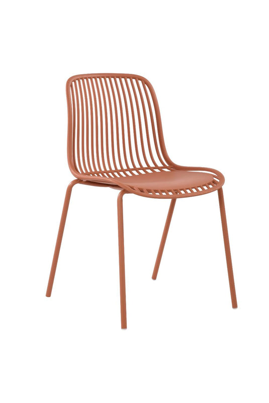 Set de 4 Sillas Barcelona, Color Rojo, con Espaldar en Líneas Diseño Moderno