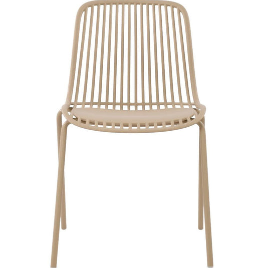 Silla Barcelona, Color Beige, con Espaldar en Líneas Diseño Moderno